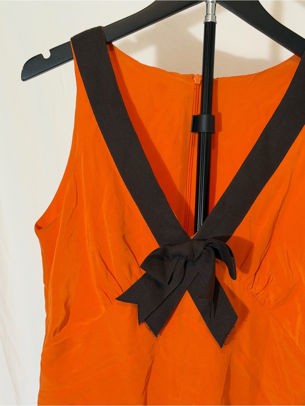 Eva Franco Orange Sleeveless Bow Accent Peplum Blouse Top Size 6 - Picture 4 of 11
